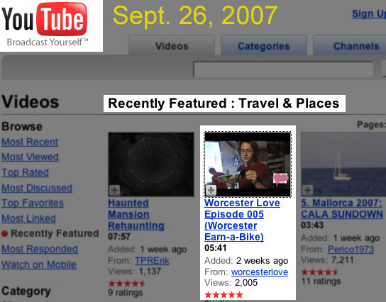 recently featured on youtube.com 9/26/07